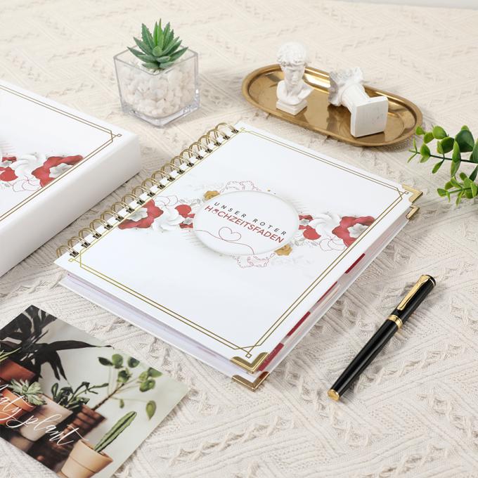 Χρυσό φύλλο Σπειροειδής Wedding Planner Για A5 Floral Wedding Guest Book Οργανωτής 3