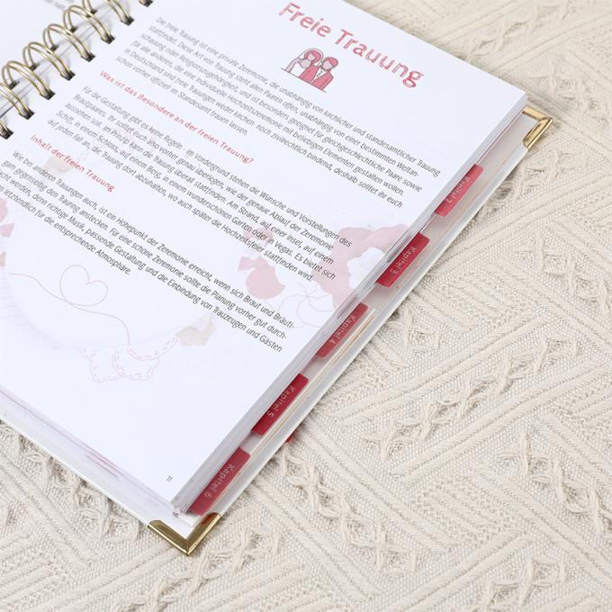 Χρυσό φύλλο Σπειροειδής Wedding Planner Για A5 Floral Wedding Guest Book Οργανωτής 9