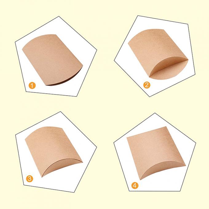 Προσαρμοσμένο λογότυπο Heavy Duty Kraft Pillow Shape Candy Paper Box για λύση αποθήκευσης γλυκών 9